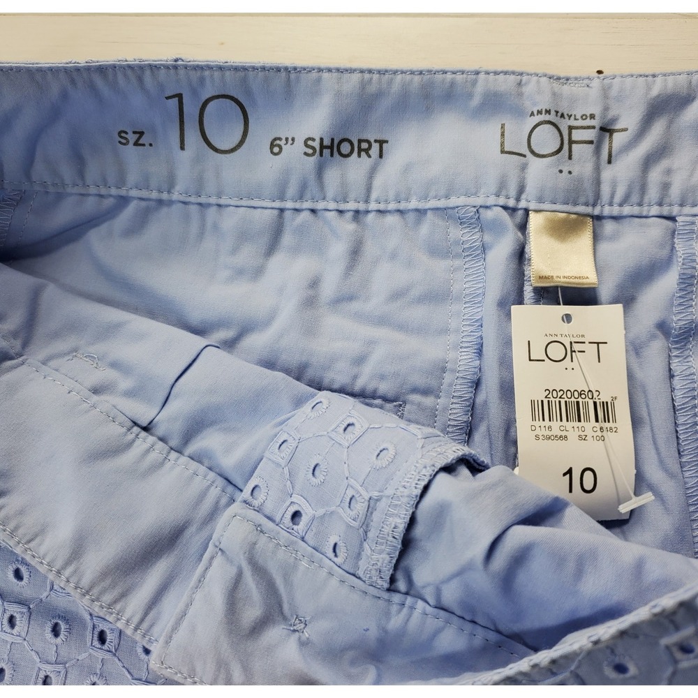 Ann Taylor Women's Loft Size 10 Baby Blue Eyelet Riviera Shorts New With Tags - Picture 4 of 6